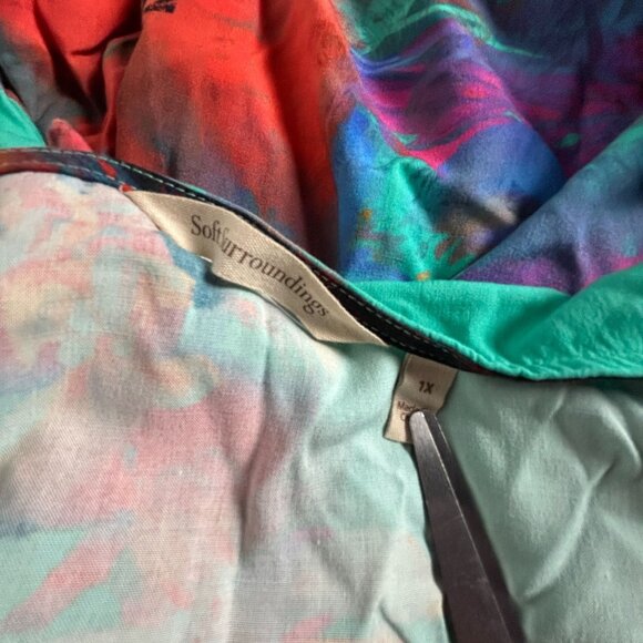 Soft Surroundings Womens Marciana Bright Abstract Sea Reef Colorful Top Size 1X - Picture 3 of 7